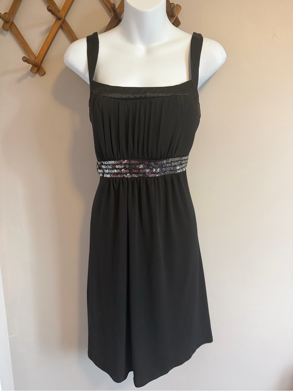 Jessica Vintage Y2K 90s Black Sequin Empire Waist Prom Cocktail Dress 10